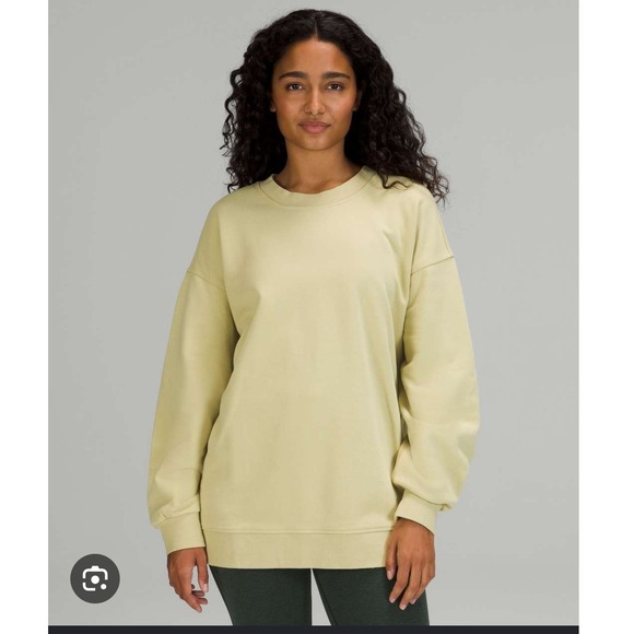 Lululemon Tops - Lululemon 10 Perfectly Oversized Crew Womens Dew Green Sweatshirt LW3DFMS